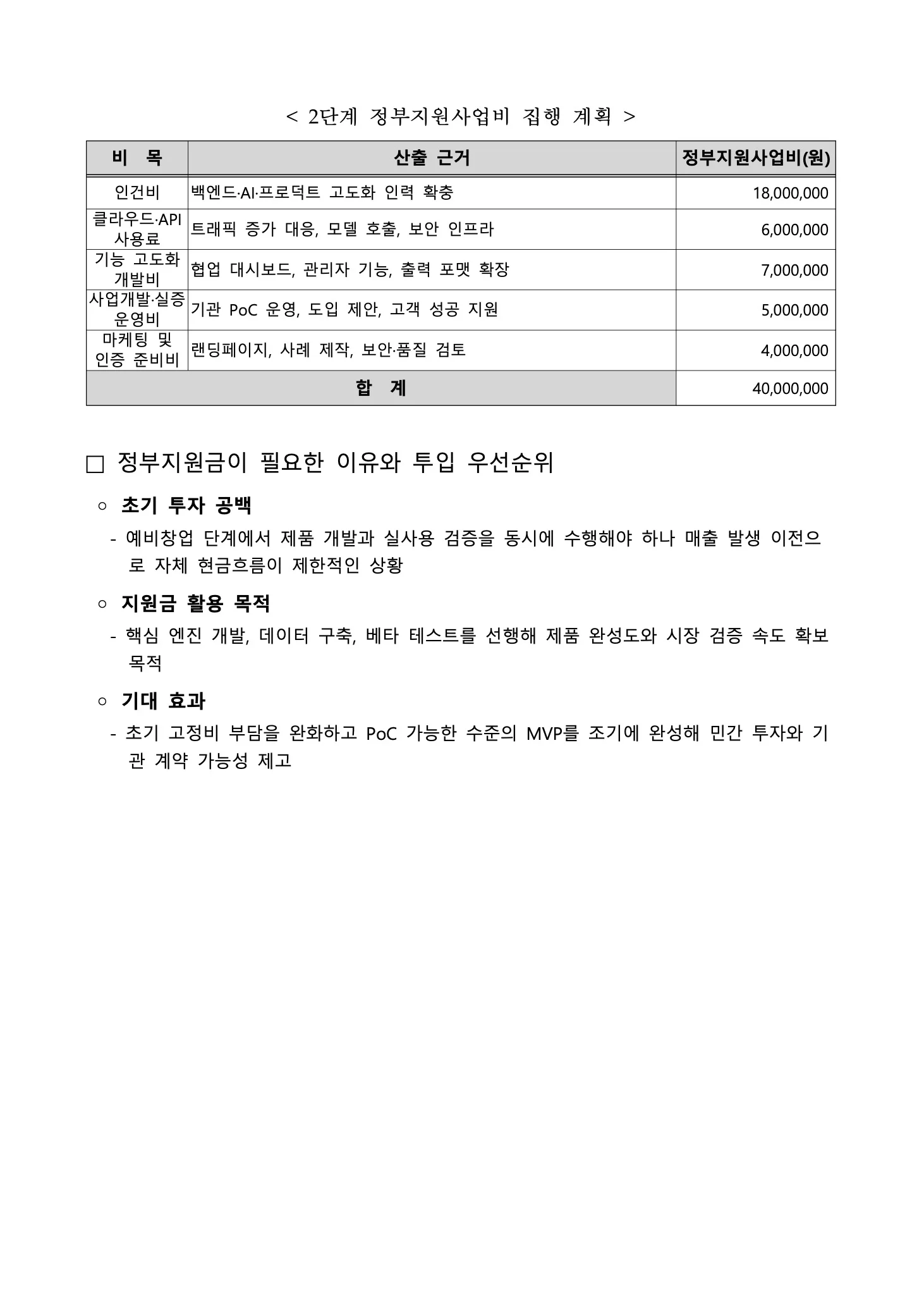 독스헌트로 생성한 예비창업패키지 사업계획서 9페이지